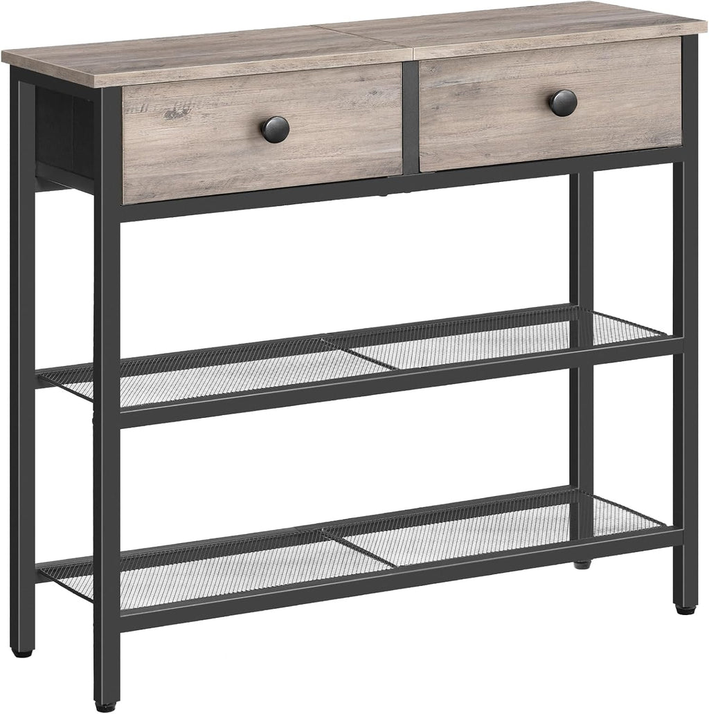 HOOBRO 29.5" Narrow Console Table with 2 Fabric Drawers, Small Sofa Table