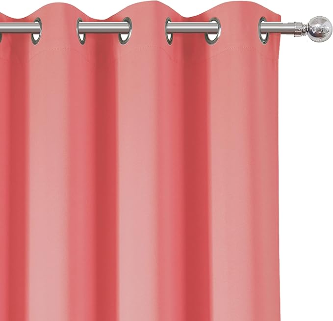 LEMOMO Coral Blackout Curtains 66 x 63 Inch Length/Set of 2 Curtain - Image 7