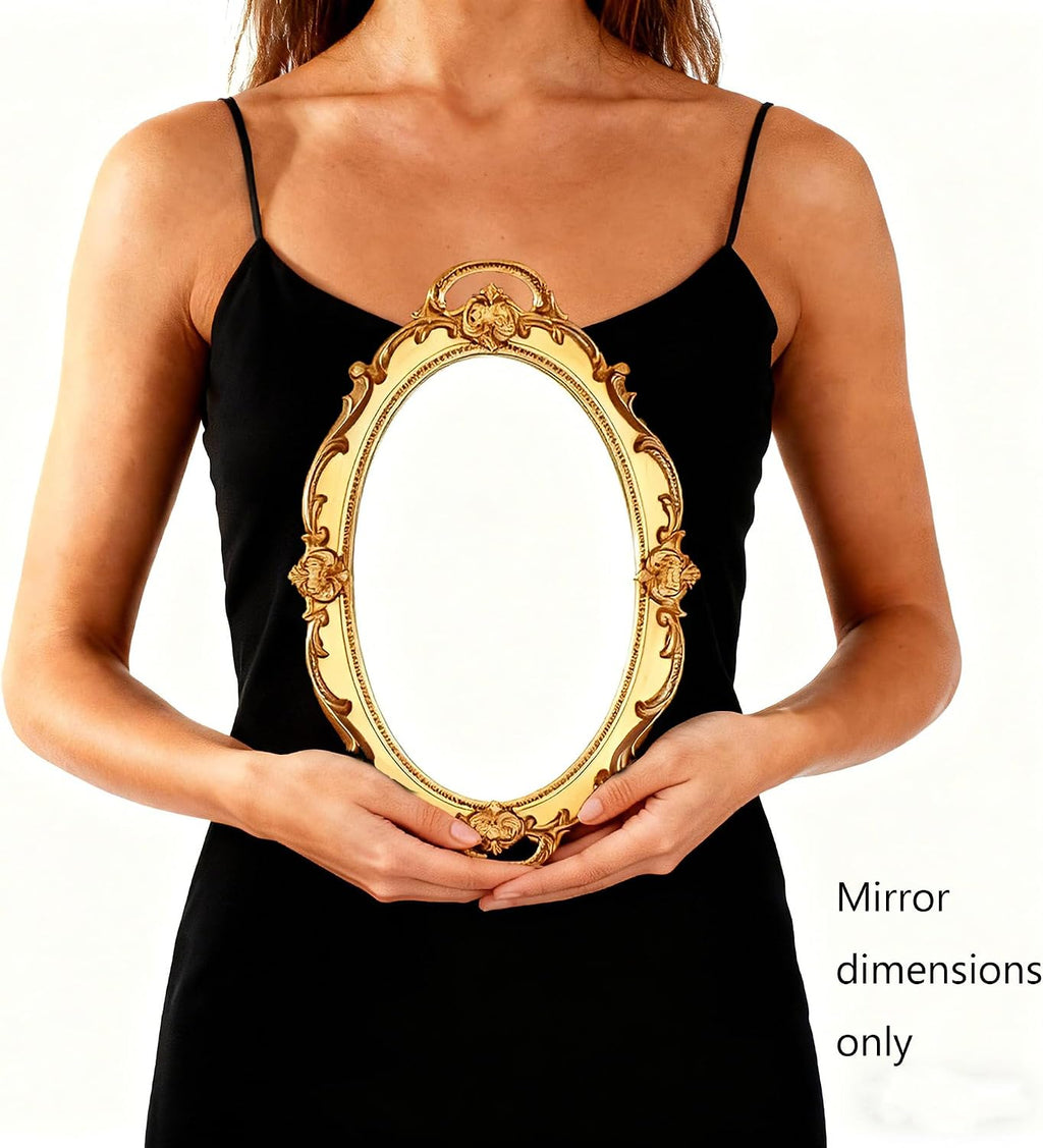 Eaoundm 14.5 x 10 inchs Smallest Oval Antique Mirror (Gold)