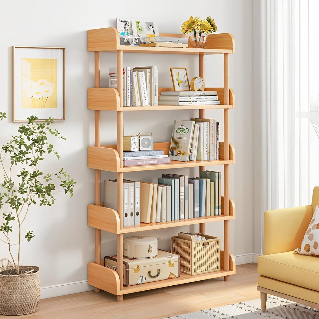 OSCHF 4-Tier Wooden Open Bookcase, Warm White
