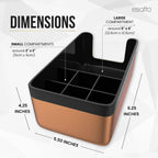 Esatto Square Bar Caddy Organizer with 12 Pourers & Caps, Copper