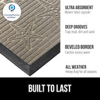 GORILLA GRIP 100% Waterproof All-Season WeatherMAX Doormat, US Designed Natural - Image 2