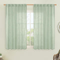 LAMIT Fresh Green Linen Curtains 54 Inch Length, Light Filtering Panels Back by LAMIT