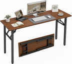 XBurmo Folding Desk Foldable Table, No Assembly 35.8" Foldable Desk Space-Saving Workstation for Small Space, Computer Table, Flat Storage for Home Office, Bedroom, Dorm, Study Room, Dark Oak