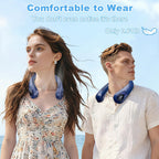 Portable Neck Fan Rechargeable - [with LED Display] 5 Speeds, 5000 mAh Battery Operated Wearable Personal Cooling Bladeless Fan for Outdoor Travel, Gifts for Men Women Kids,Dark Blue