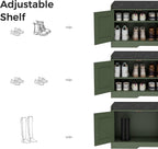 Homleke Shoe Storage Bench, 4 Doors & Thickened Padded Seat Cushion