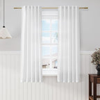 Nanspring White Short Linen Curtains 60 inches Long 2 Panels Set Back Tab Rod by Nanspring