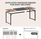Huuger Computer Desk, 63 Inch Office Desk, Gaming Desk with Storage, Writing Desk Work Desk for Home Office, Study, Modern Simple Desk, Large Legroom, Metal Frame, Rustic Brown and Black