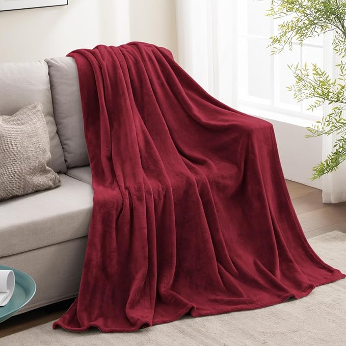 BEDELITE Fleece Blanket Twin Size Burgundy Throw Blankets - Image 5