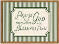 Framed Christian Scripture Wall Art, Bible Verse Pictures Wall Decor, Sage Green Striped Praise God From Whom All Blessings Flow Paintings Canvas Prints Religious Home Decor for Living Room 12x16 inch