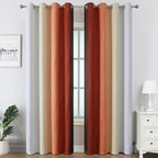 Estelar Textiler Burnt Orange and Greyish White Ombre Blackout Curtains 84 Inch - Image 2