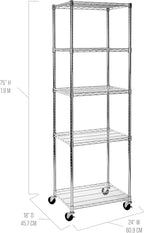 UltraDurable 5-Tier NSF Wire Shelving Unit, 24"W x 18"D x 75"H