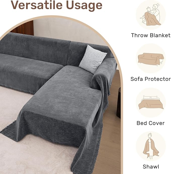 Sectional Couch Covers, 2 Pieces Washable L Shaped Couch Covers Sofa Blanket - Image 5