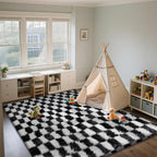 Area Rugs for Bedroom Living Room, 5x8 Black and White Fluffy Soft Checkered - Image 4