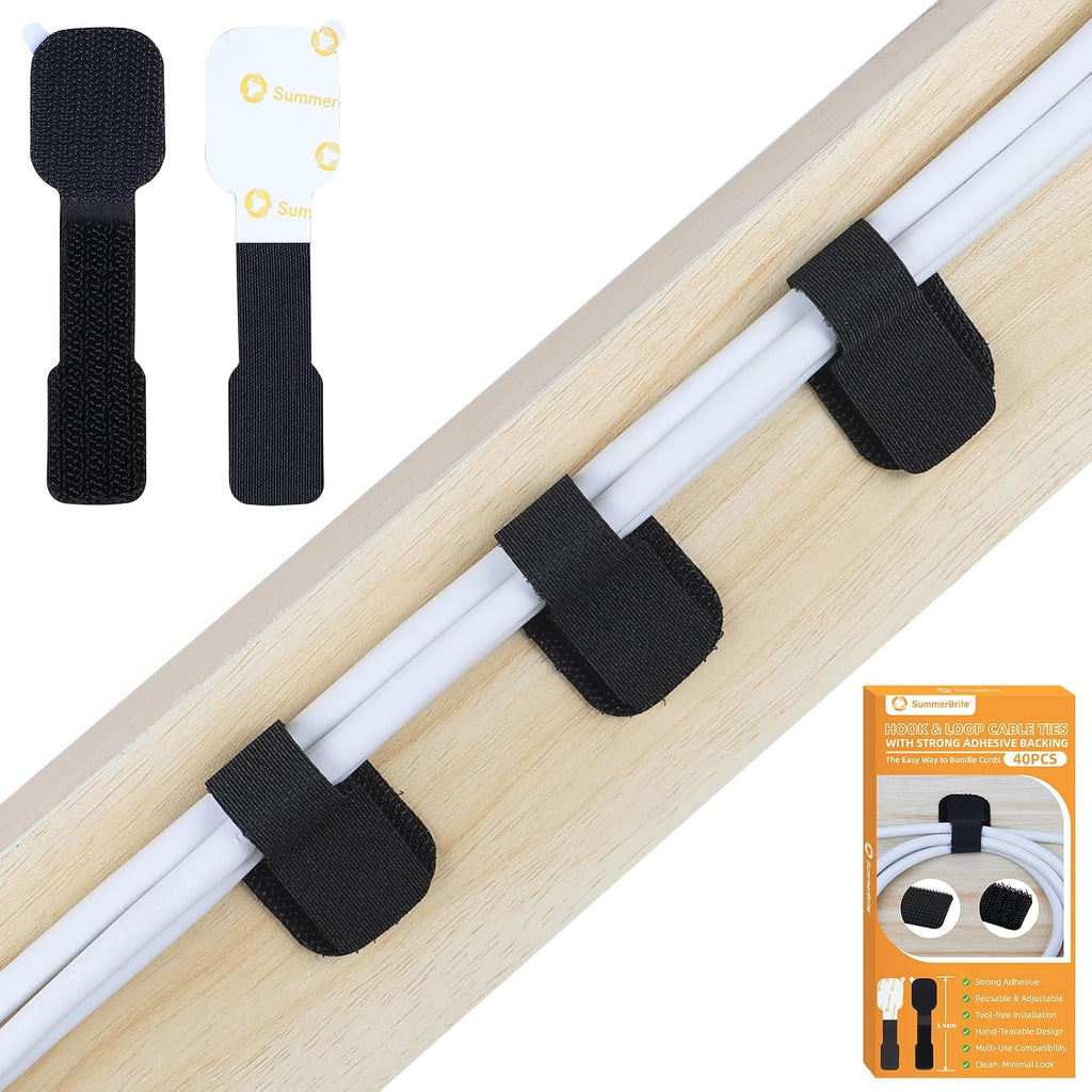 Under Desk Cable Management, Reusable Cable Straps, 56 Pack