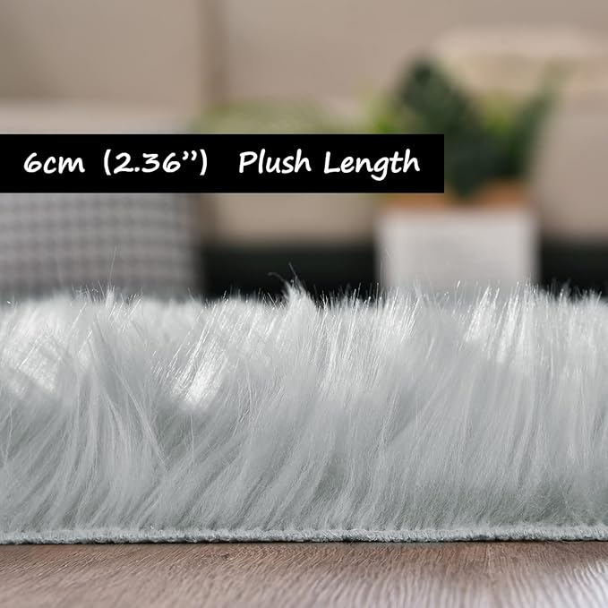 Goolela Grey Round Rug 4ft Fluffy Circle Fuzzy Furry Carpet - Image 2