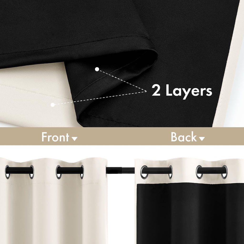 MIULEE Birch 100% Blackout Curtains for Bedroom 40x63 Inch Length 2 Panels