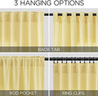 Yellow Linen Semi Sheer Curtains 120 Inches Long 2 Panels Set Back Tab Loop - Image 3