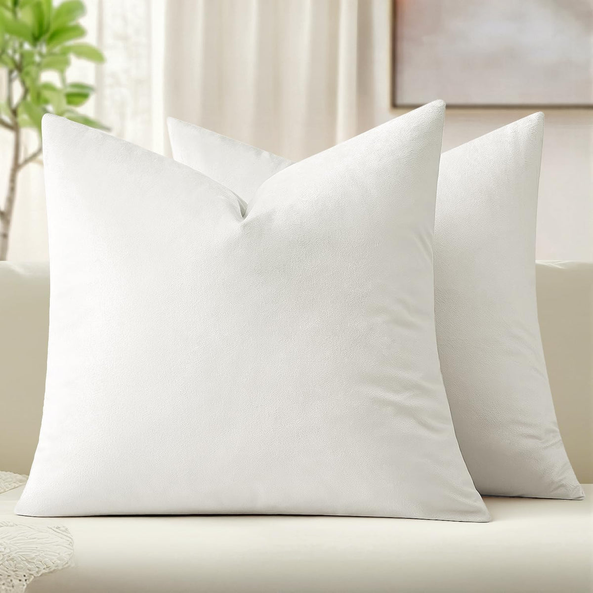 MIULEE Velvet Throw Pillow Covers 18x18 Inch Pack of 2 Black