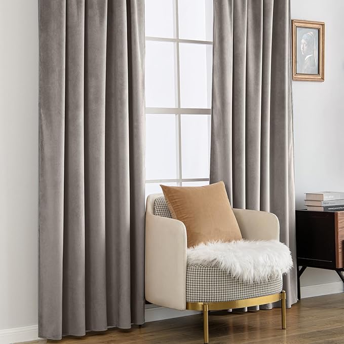 MIULEE Silver Gray Velvet Curtains 108 inches - Image 7