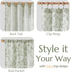 jinchan Linen Floral Curtains for Living Room 84 Inch Long Sage Green Printed - Image 4