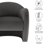 Modway Compose Barrel Chair with Performance Velvet Fabric in Storm Gray – Upholstered Accent Armchair with Curved Backrest – Cozy Lounge Chair for Reading – Round Comfy Single Sofa Club Chair