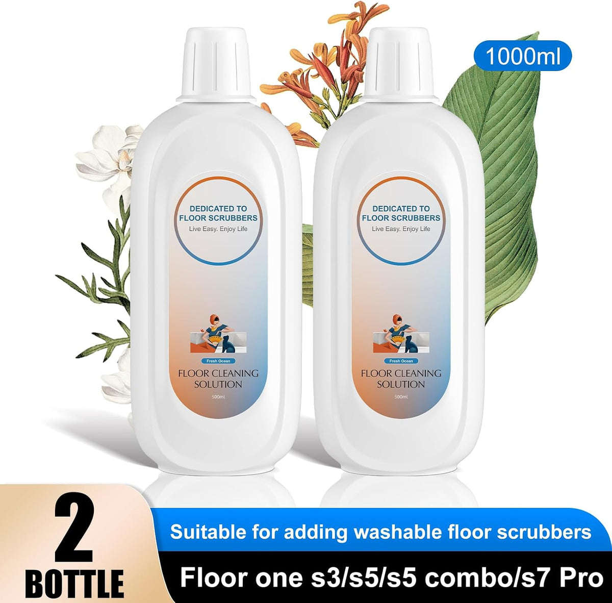 Nukisa 35.27 oz Ocean Scent Floor Cleaning Solution Compatible With Tineco