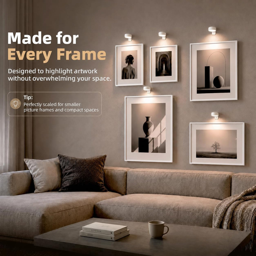 EZVALO Picture Lights for Wall, 2000mAh Rechargeable Battery Magnetic Poster Lights with 3 Color Temps & 12 RGB, Remote Dimmable Timer Painting Light, Wall Decor Light for Art Display, Frame (3 Pack)
