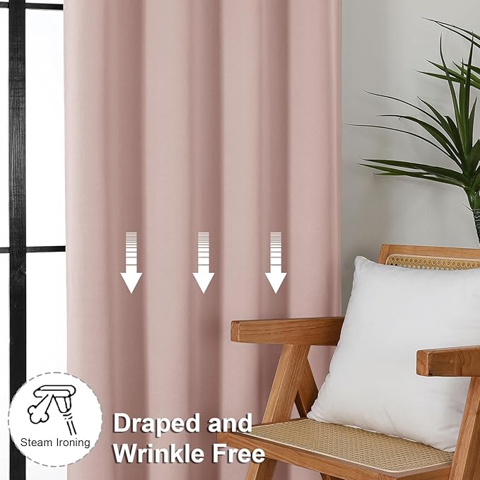 Simplebrand Ava Blush Short 24 Inches Blackout Curtain 2 Panels Set, Half - Image 7