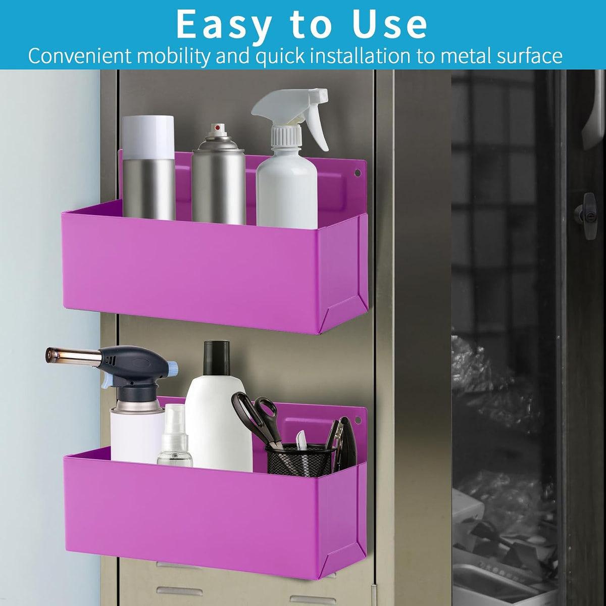 Magnetic Aerosol Spray Can Holder, Magnet Toolbox Bottle Holder, Tool Box Storage Rack for Garage and Home, Craft Workspace, Mechanic Paint Bottle Can Organizer, Pink, 3"x8.3"