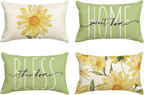 AVOIN colorlife Home Sweet Home Spring Summer Flowers Green Throw Pillow Covers by AVOINcolorlife