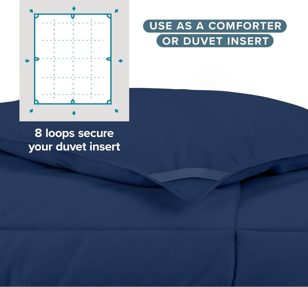Bare Home Duvet Insert Comforter (Queen, Dark Blue)