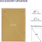 20x28 Poster Frame, Natural Oak Wood Frame with 16x24 Mat, 3 Pack