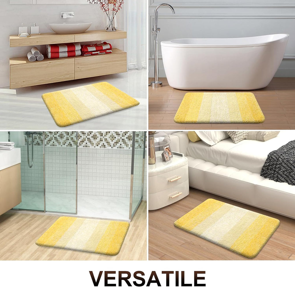 OLANLY Microfiber Bathroom Rugs Sets 3 Piece, Absorbent Bath Mats, Yellow