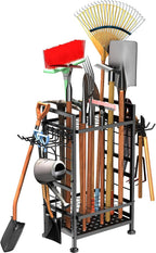 3 Tier Garden Tool Organizer, Garage Storage and Organization, Metal Yard Tools Storage up to 78 Tools, Heavy Duty Garden Tool Organizer for Garage, Yard, Patio, Shed, Indoors and Outdoors, Black