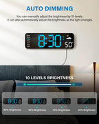 Digital Wall Clock, Digital Clock Large Display with Remote Control, Corded LED Alarm Clocks with Date, Week, Temp, Humidity, Auto DST, Countdown, for Living Room Bedroom Classroom Office (Blue)