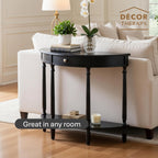 Decor Therapy Truro Half Round Console Table, Traditional Entryway Table with Drawer and Lower Shelf, Classic Hall or Sofa Table for Foyer, Living Room, Navy