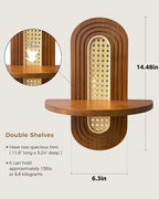 Bamworld Boho Wall Decor Plant Wall Shelf Plant Stand Bamboo-Look Weave