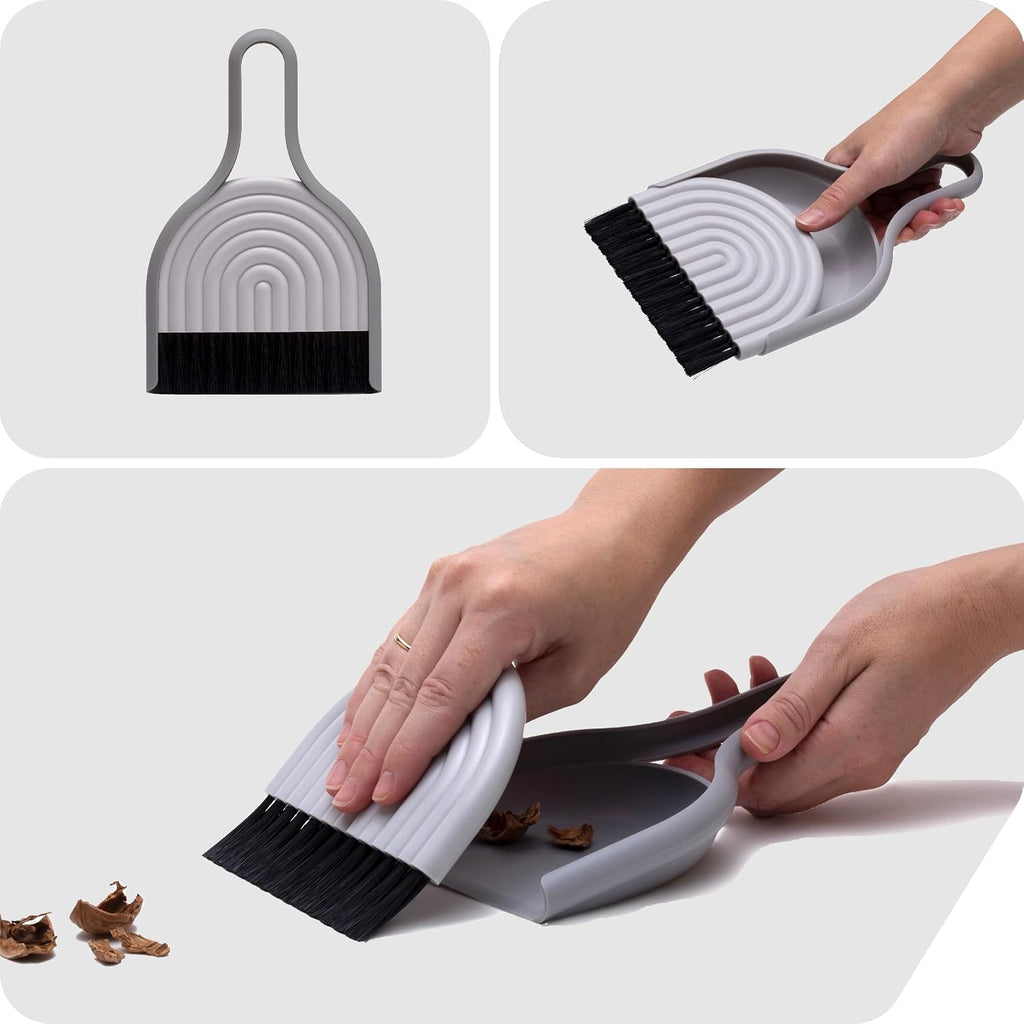 Peleg Design DustArch - Mini Dustpan and Brush Set, Small Dustpan and Broom with Modern Charm, Handheld Broom and Dustpan Set for Home, Office & Travel