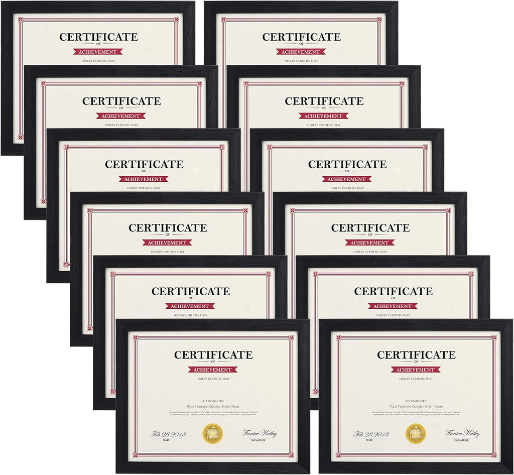 Giftgarden Black 8.5x11 Picture Frame Set of 12, Multi 8.5 x 11 Frames Bulk for Award Certificate Document Diploma, Wall or Tabletop Display