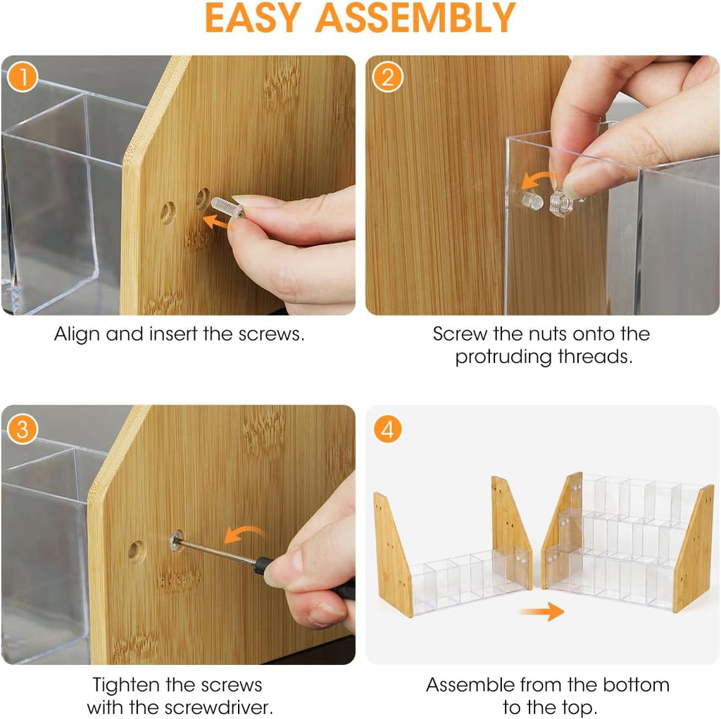 AIEVE Bamboo Drink Packet Organizer, 3-Tier Drink Mix Organizer