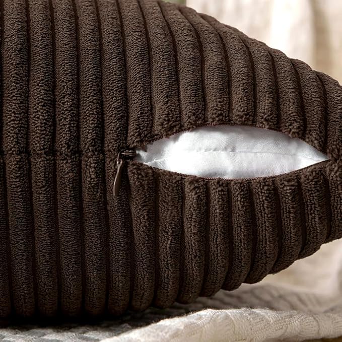 MIULEE Dark Brown Decorative Throw Pillow Covers 20x20 Inch - Image 3