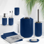 Clara Clark Bathroom Set - Navy Bathroom Accessories Set, 20PC Bathroom Accessory Set, Shower Curtain Set with Liner, Toothbrush Holder, Soap Dispenser, Soap Dish, Toilet Brush Holder, and Trash Can