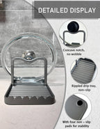 Anti-Rust Metal Spoon Rest with Lid Holder While Cooking, Grey
