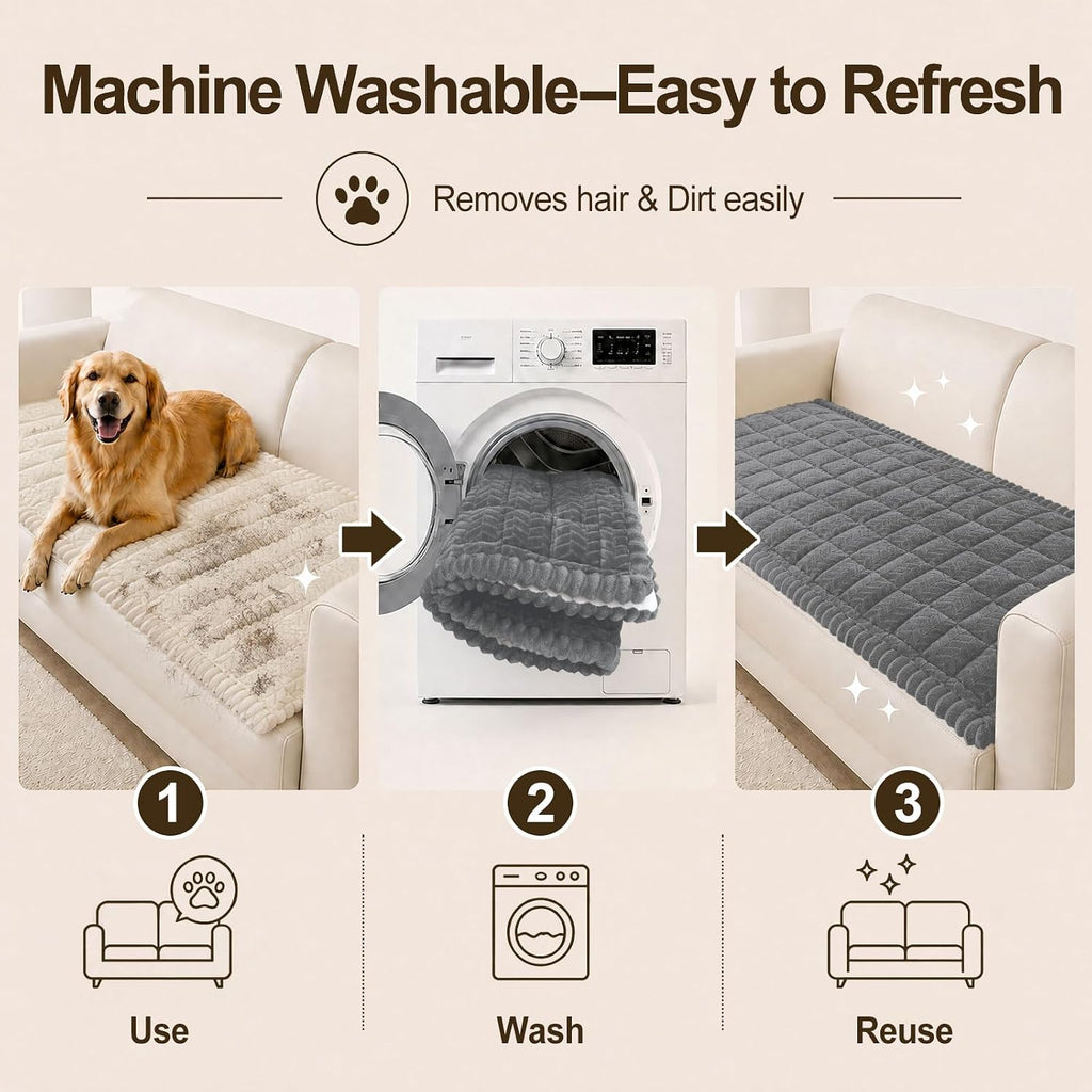decorUhome Couch Cover for Dogs, Non-Slip Plush Thick Pet Couch Protector
