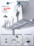 NODOCA No Drill Under Desk Cable Management Tray, 17'' Wire Management, Punch-Free Clamp on, Metal Cable Tray, Wire Organizer Under Desk, Under Dessk Basket for Office and Home, White