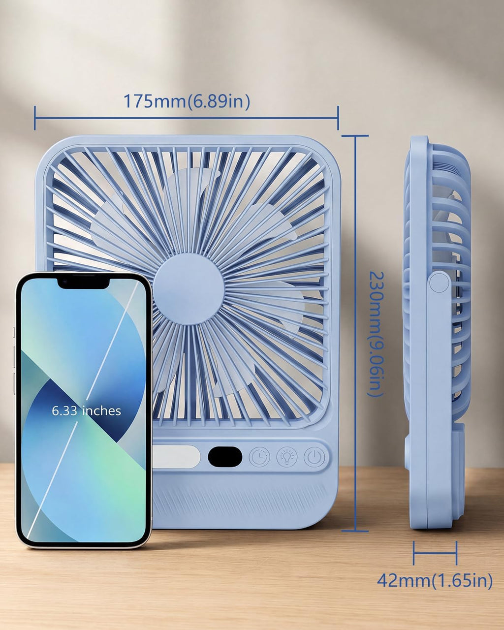 8000mAh Ultra-Thin Portable Travel Fan with Timer, Light&LED Display