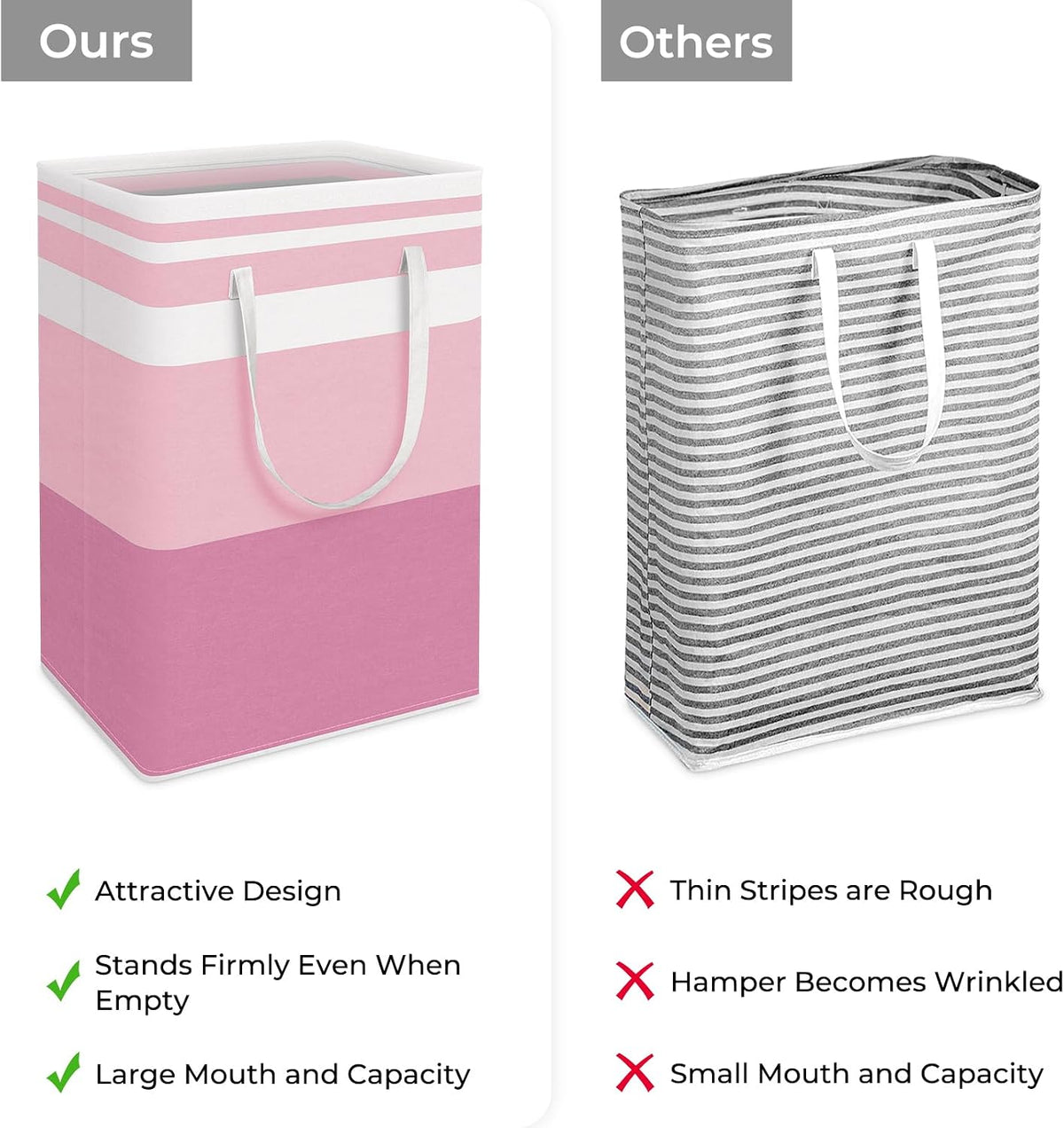 HomeHacks 2 Pack Laundry Baskets, Laundry Hampers Bags (Blue+Pink 75L)