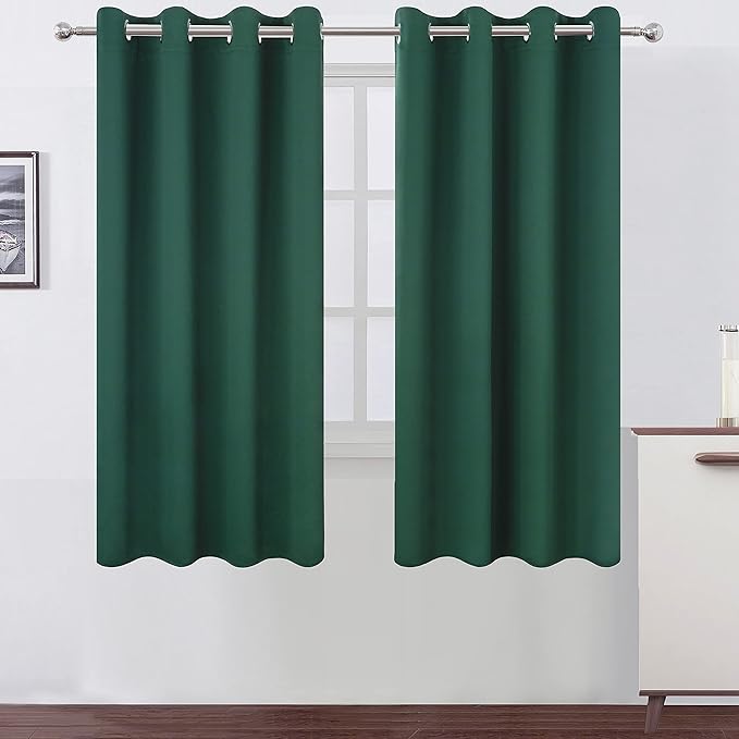 LEMOMO Dark Green Blackout Curtains 66 x 63 Inch Length/Set of 2 Curtain by Lemomo