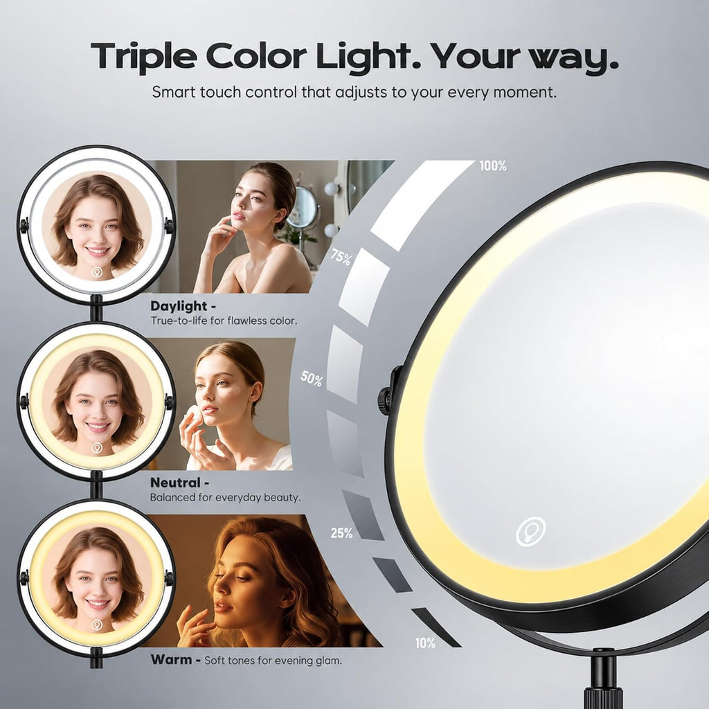 Lighted Makeup Mirror, 1X/20X Double-Sided Magnifying Vanity Mirror